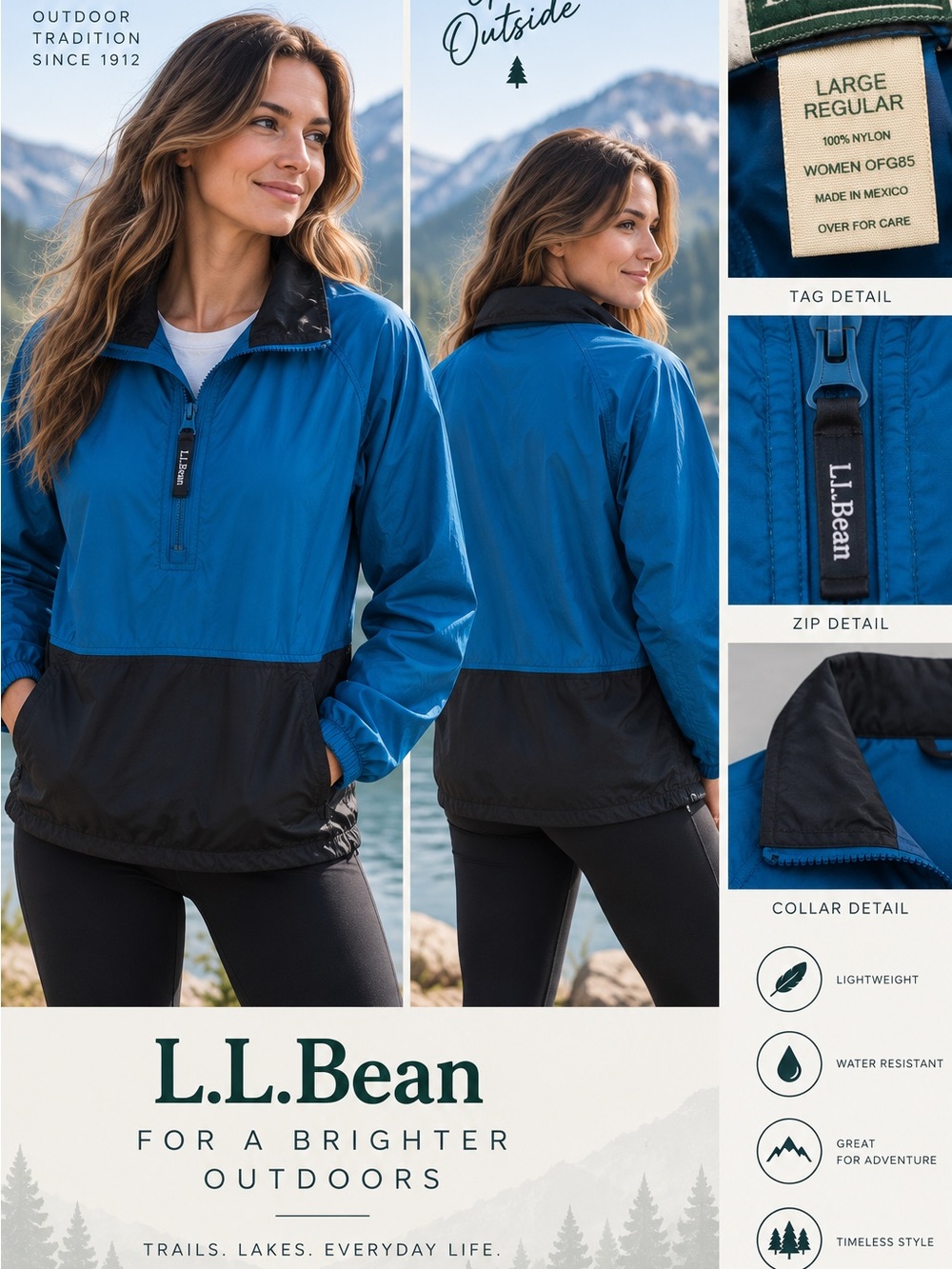 L.L. Bean Blue and Black Women's Pullover Utility Jacket